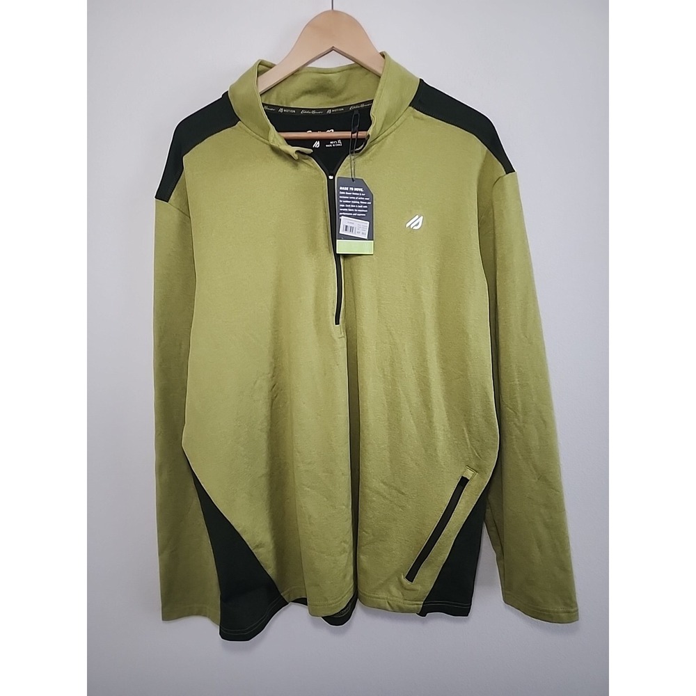 Eddie Bauer Motion Green 1/4 Zip Long Sleeve Pullover Men's‎ XL Shirt NWT